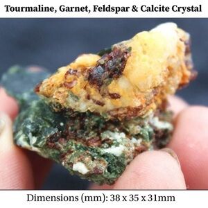 Tourmaline, Garnet, Feldspar & Calcite Crystal